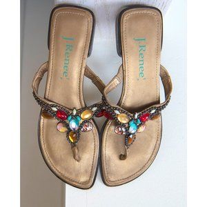 J.Renee Jeweled Slip-On Low Heeled Sandals 9M
